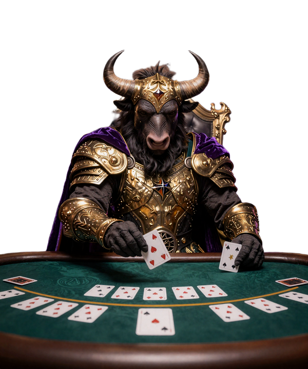 Bison-Ritter am Live Blackjack Tisch im Bizzo Casino mit goldenem Kronleuchter